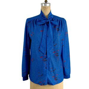 1970s bow neck blouse XL – retro boomerang print shirt - ILGWU